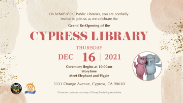 Cypress Library Grand Re-Opening Banner