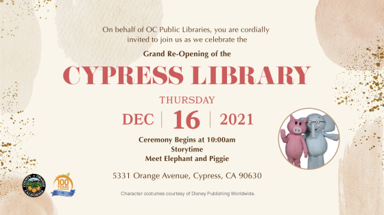 Cypress Library Grand Re-Opening Banner