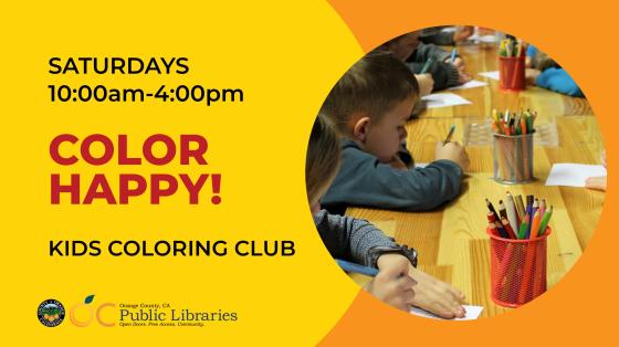 Children coloring at library