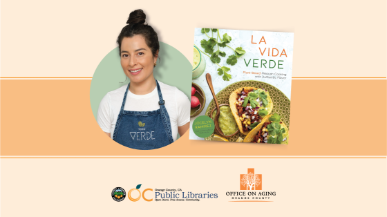 photo of Jocelyn Ramirez next to cover of cookbook titled La Vida Verde