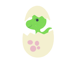 green baby dinosaur hatching out of egg