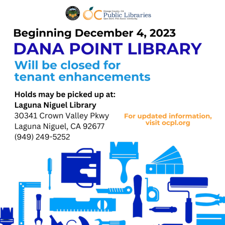 Dana Point Library closed beginning December 4, 2023